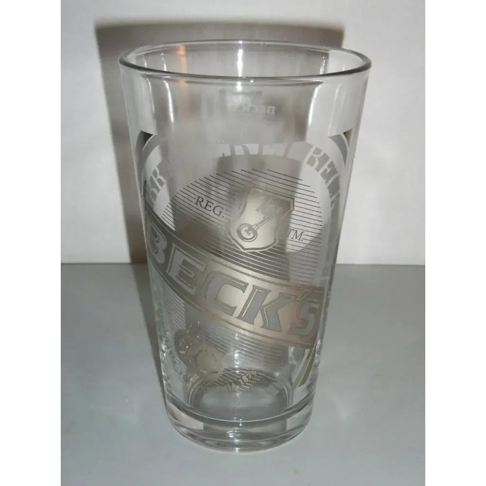 Beck's Beer Pint Glass Bremen 1974 Silver Lettering -061841